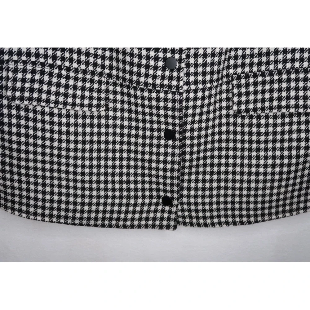 Sézane Houndstooth Wool Blend Snap Front Vest Jacket Womens Sz US 14 46 EU EUC - Picture 9 of 12